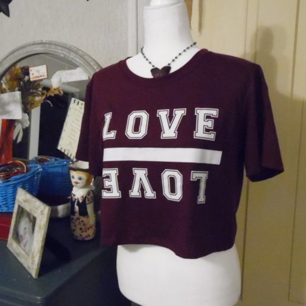 NWOT LOVE Cropped Graphic Tee / Cropped T-Shirt, L